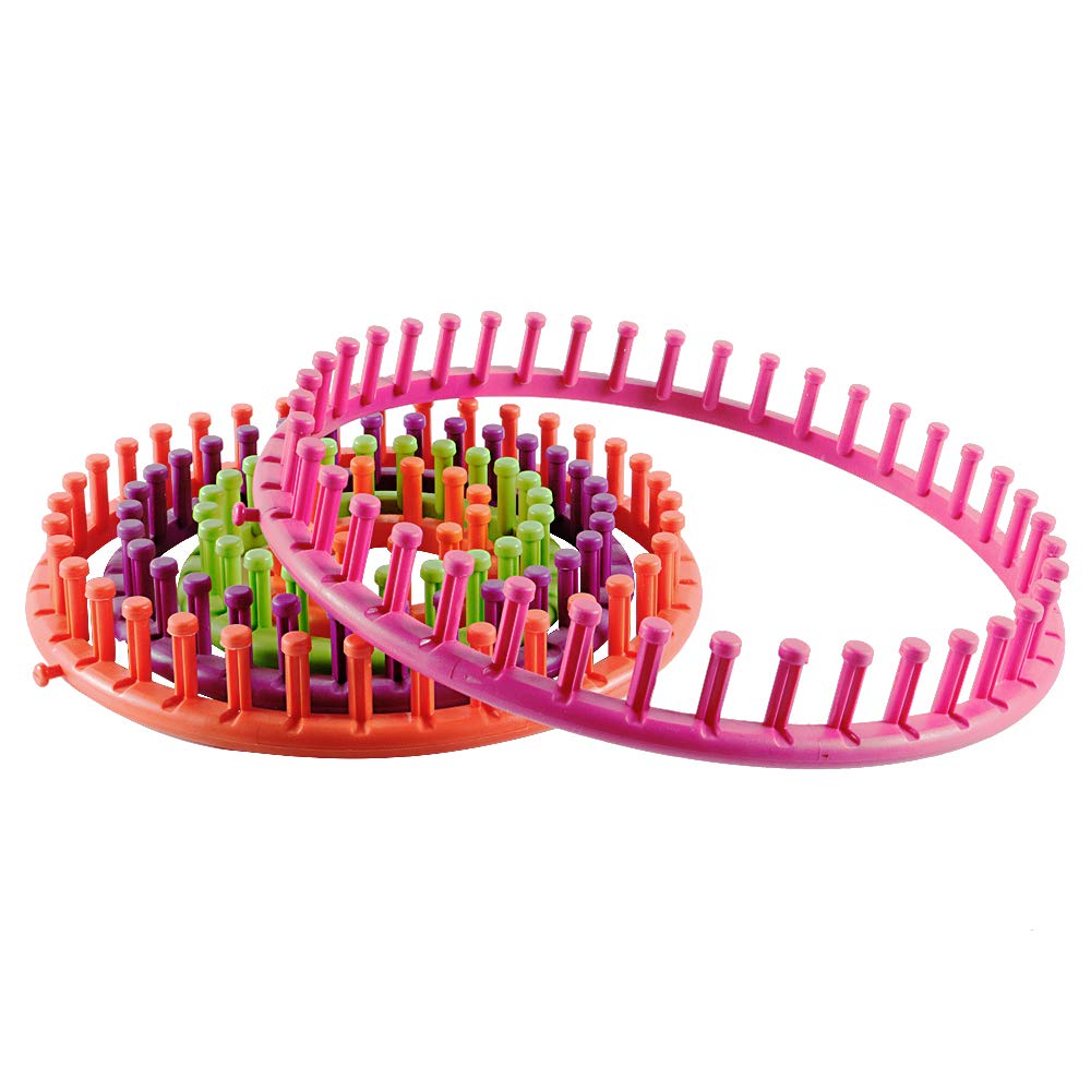 novelinks Round Knitting Looms Set - Set of 5 Plastic Looms Knitting with 1 Knitting Yarn Loom Needle and 1 Plastic Loom Pick