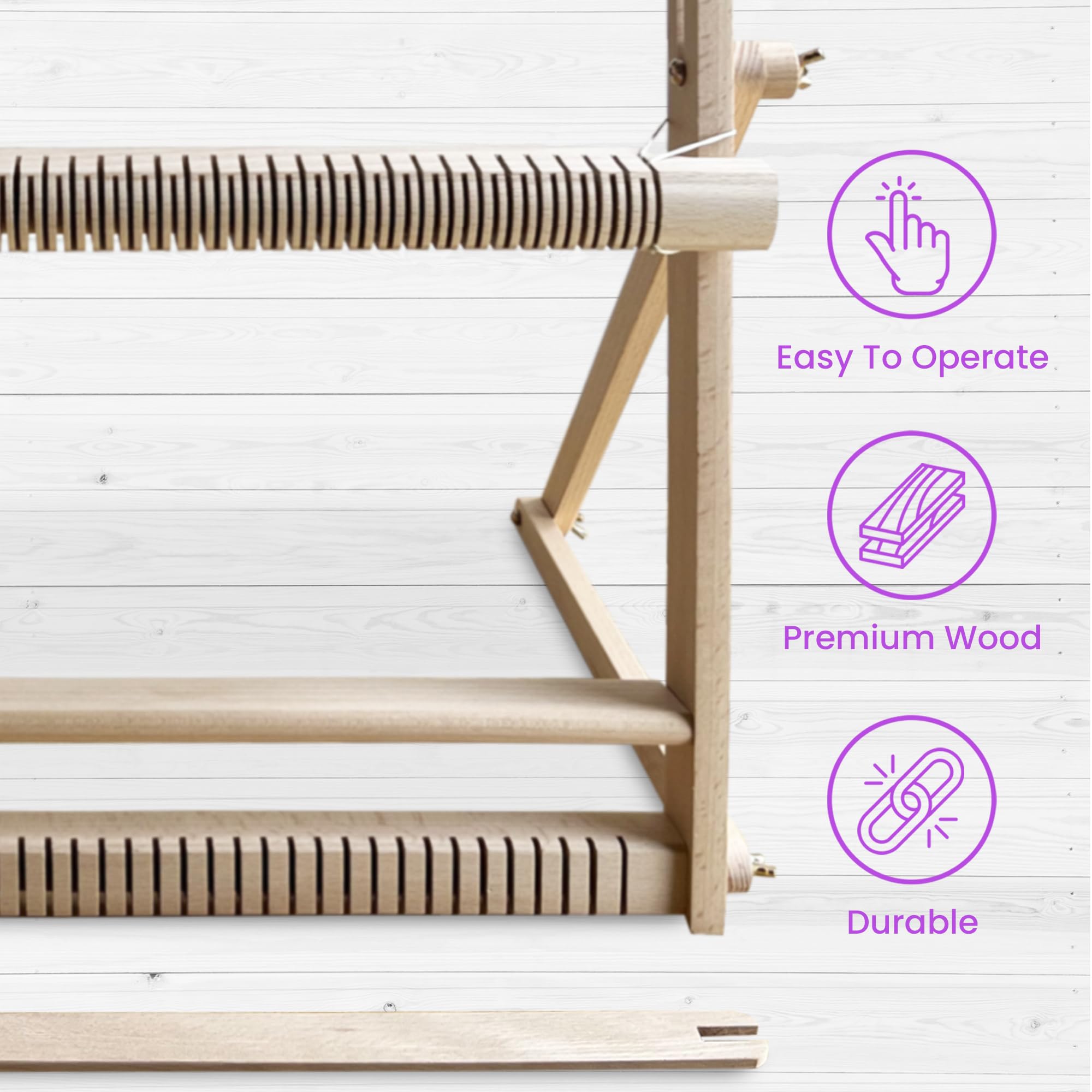 Olikraft Weaving Loom for Kids & Adults with Adjustable Stand - Wooden Loom. Weaving Kit. Telar. (Large)