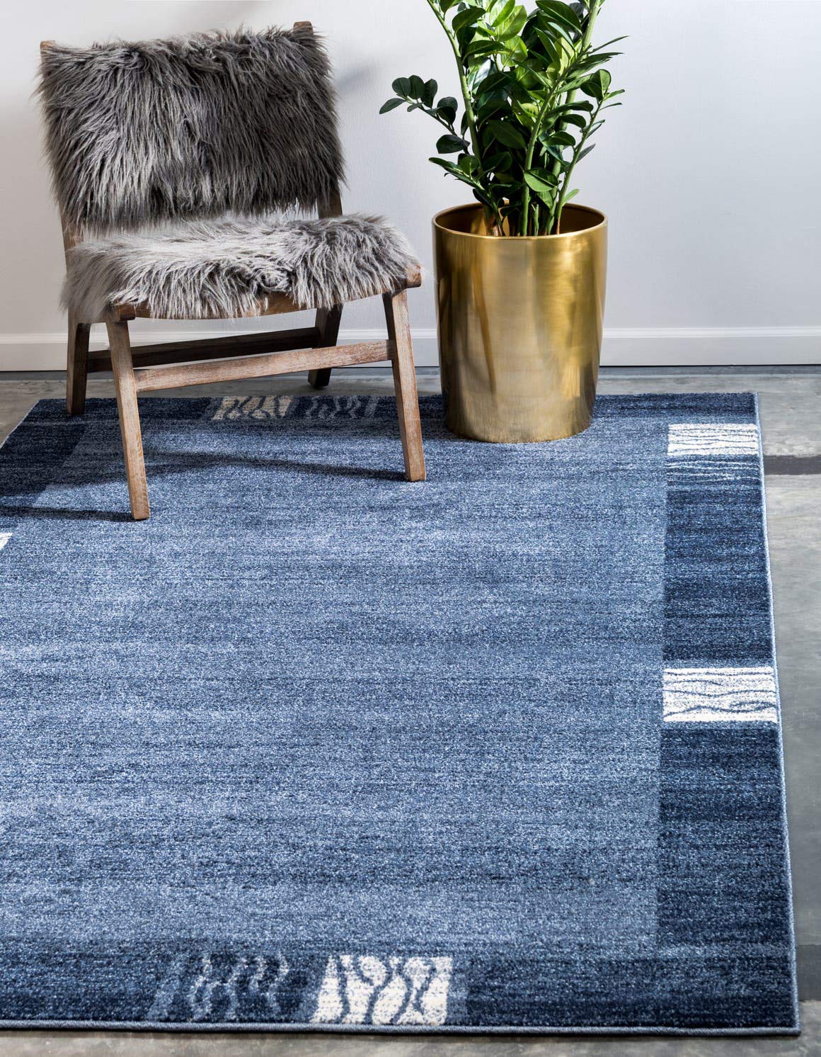 Unique Loom Del Mar Collection Area Rug - Sarah (2' 7" x 10' Runner, Light Blue/ Blue)