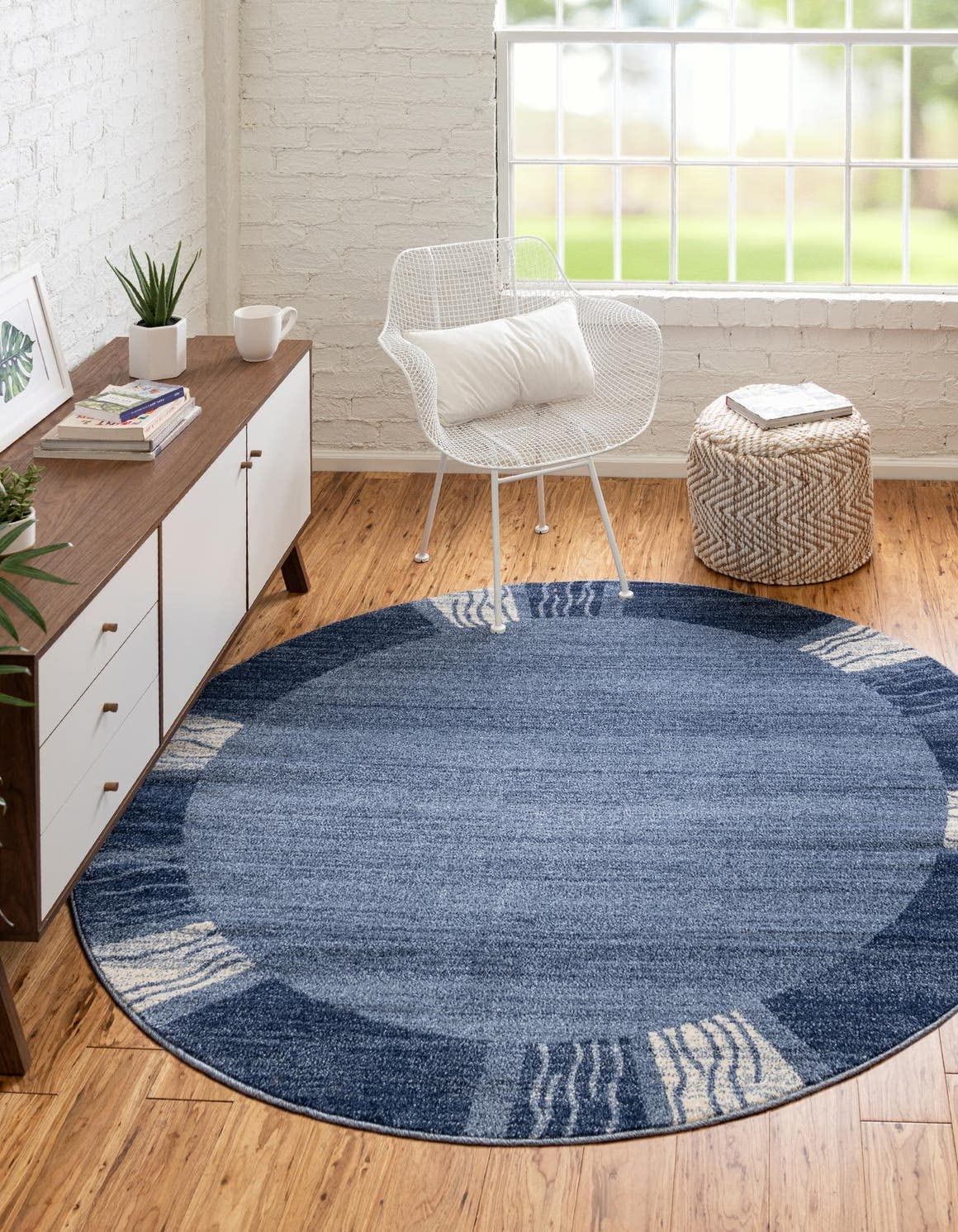 Unique Loom Del Mar Collection Area Rug - Sarah (2' 7" x 10' Runner, Light Blue/ Blue)
