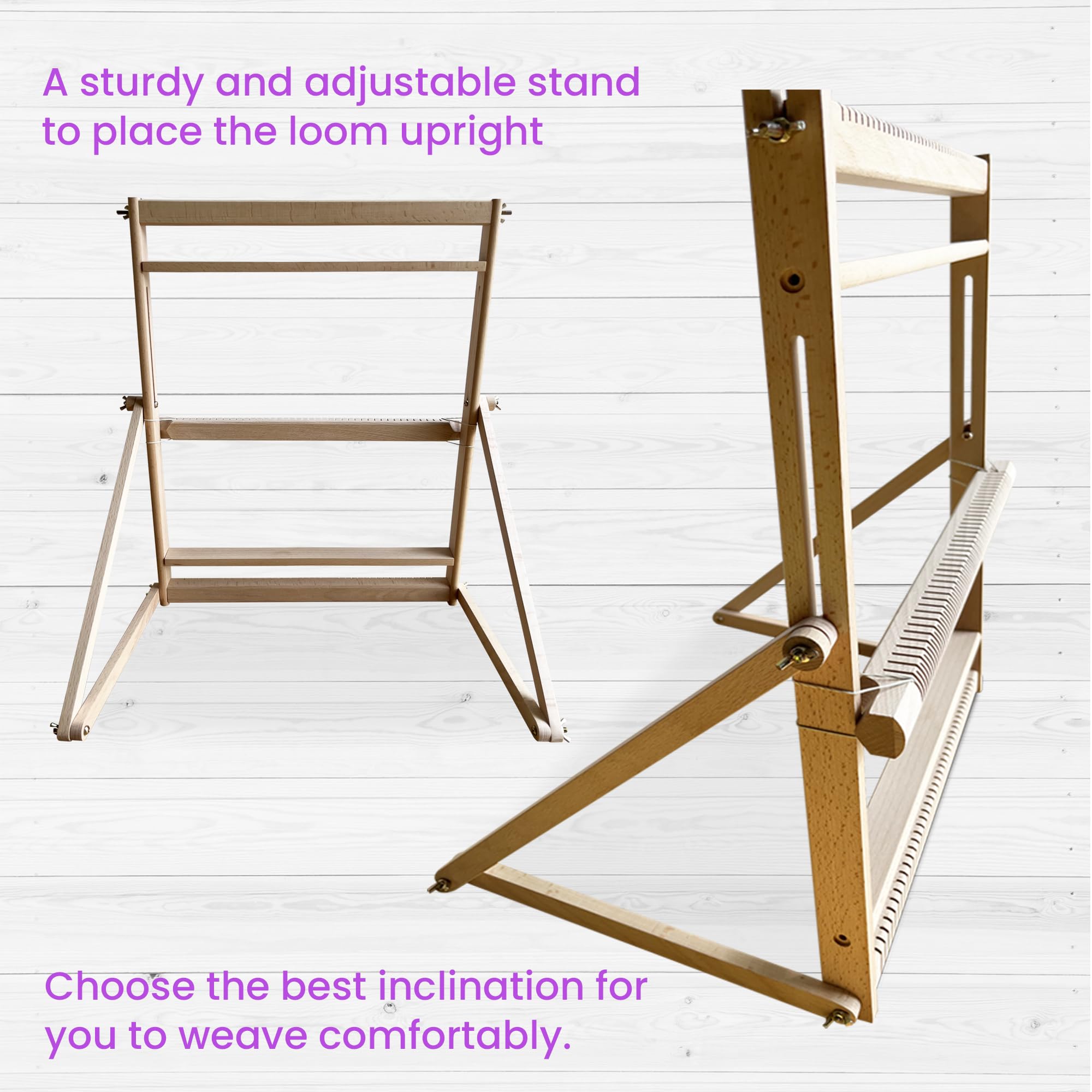 Olikraft Weaving Loom for Kids & Adults with Adjustable Stand - Wooden Loom. Weaving Kit. Telar. (Large)