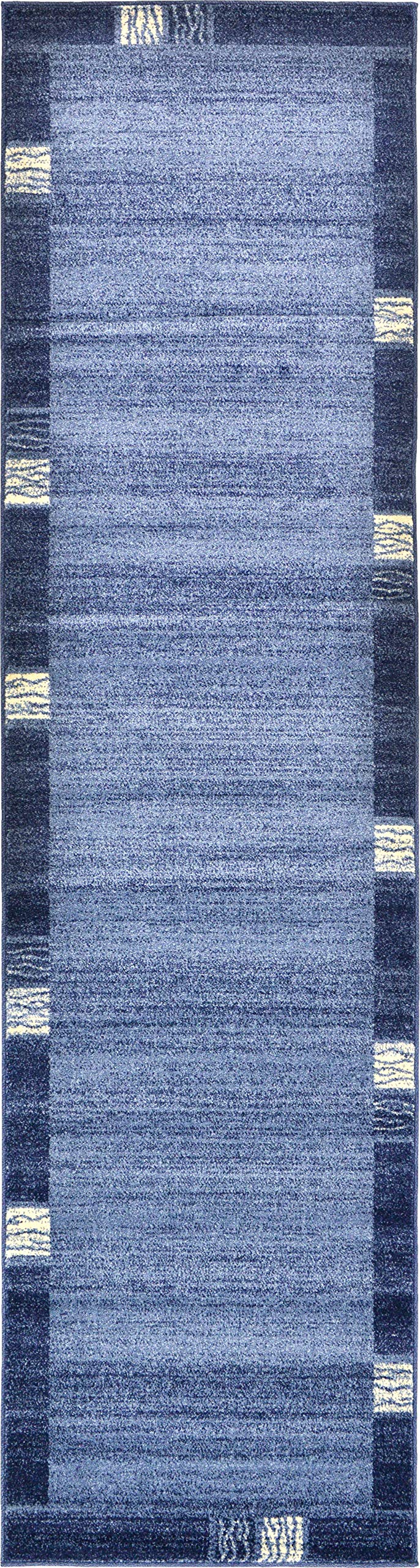 Unique Loom Del Mar Collection Area Rug - Sarah (2' 7" x 10' Runner, Light Blue/ Blue)