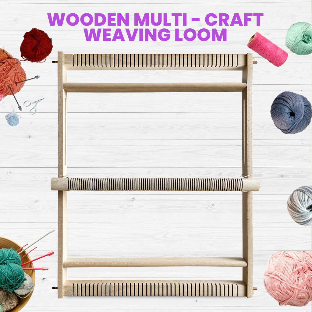 Olikraft Weaving Loom for Kids & Adults with Adjustable Stand - Wooden Loom. Weaving Kit. Telar. (Large)
