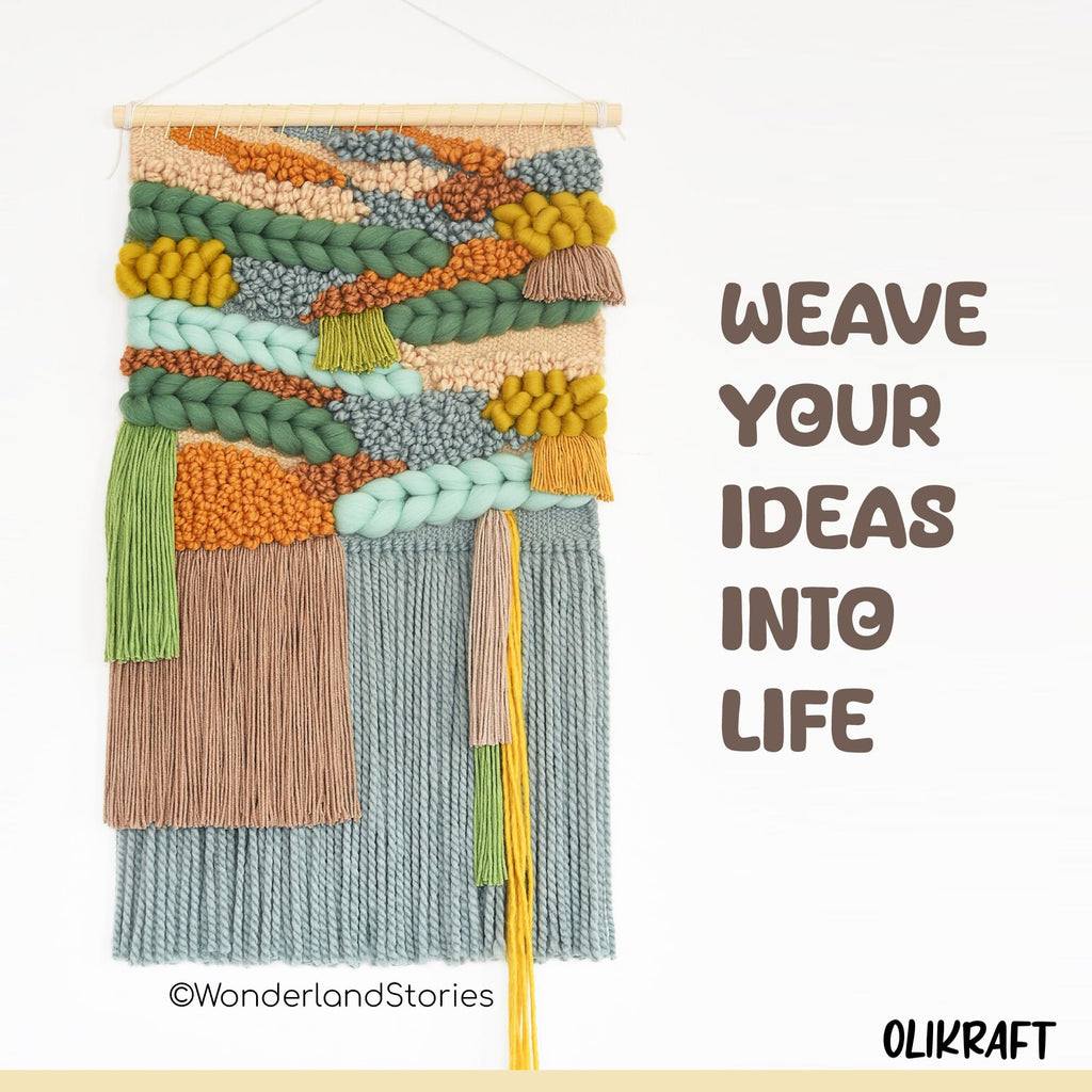 Olikraft Weaving Loom for Kids & Adults with Adjustable Stand - Wooden Loom. Weaving Kit. Telar. (Large)